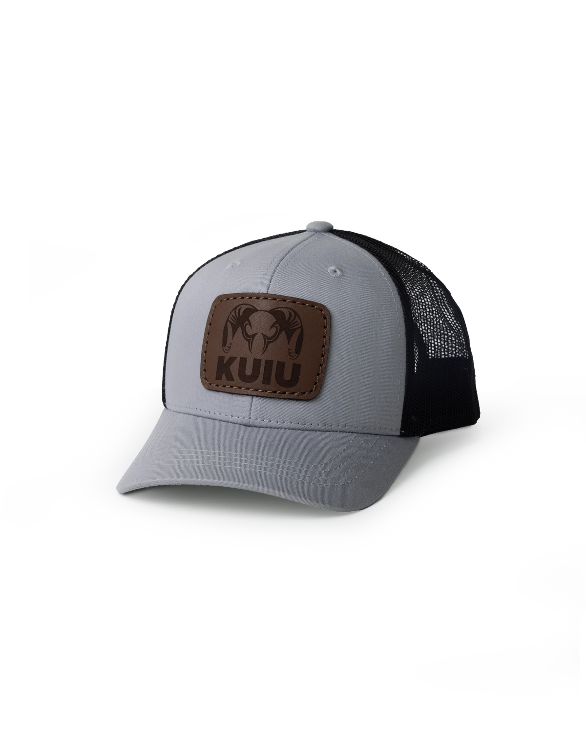 Youth Leather Patch Mesh Back Hat | Heather Grey/Black