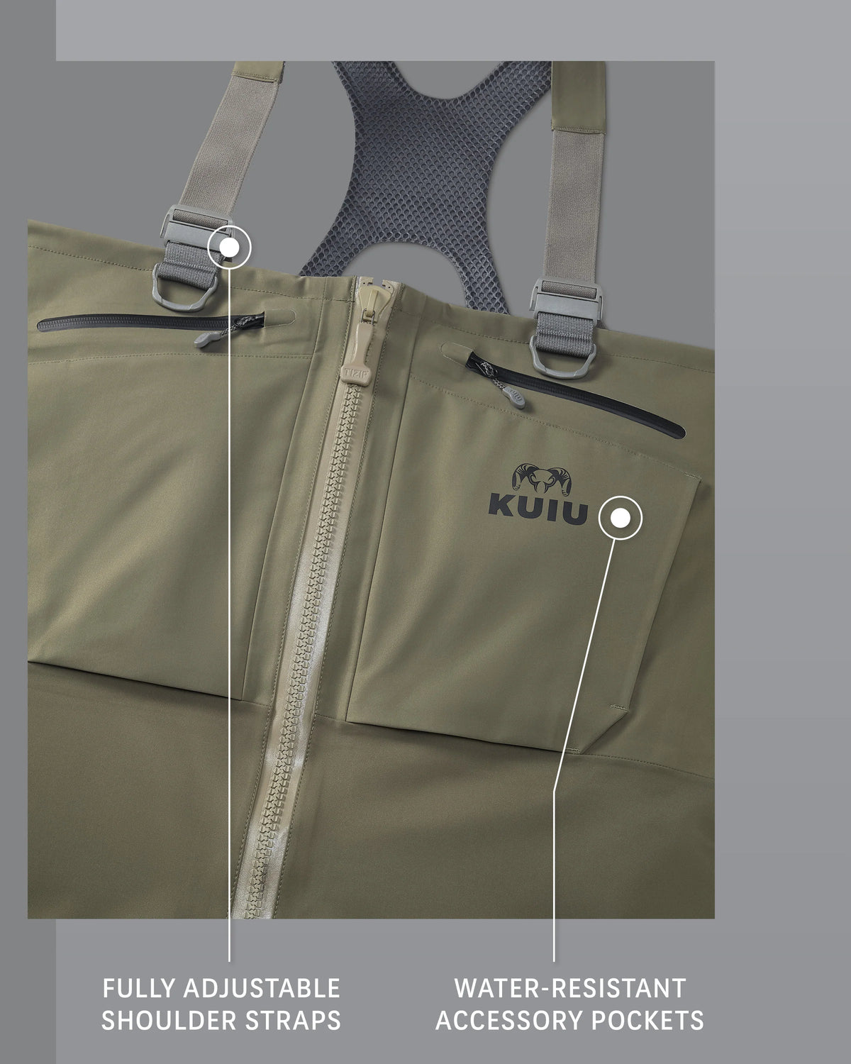 KUIU PRO HD Flex Zip Wader | Ash